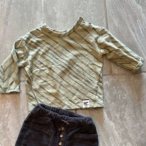 Zara Baby Sage Green Striped Top